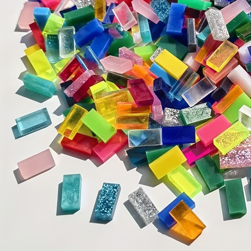TEMU 130pcs High- Acrylic Strips Suitable For Projects, Handmade Lamp Stands And Candlesticks, Ideal Colored Mosaic Plexiglass Tiles. Mosaic Lamps, Coasters, Flower Pots