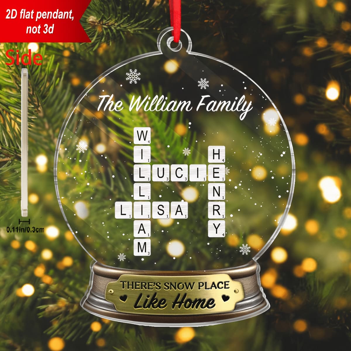 TEMU Custom Ornament With Names, Personalized Family Names Tiles Gift - 's Snow Family - Personalized Custom Shaped Acrylic Ornament, Halloween Gift Christmas Gift Dad Mom Grandparents