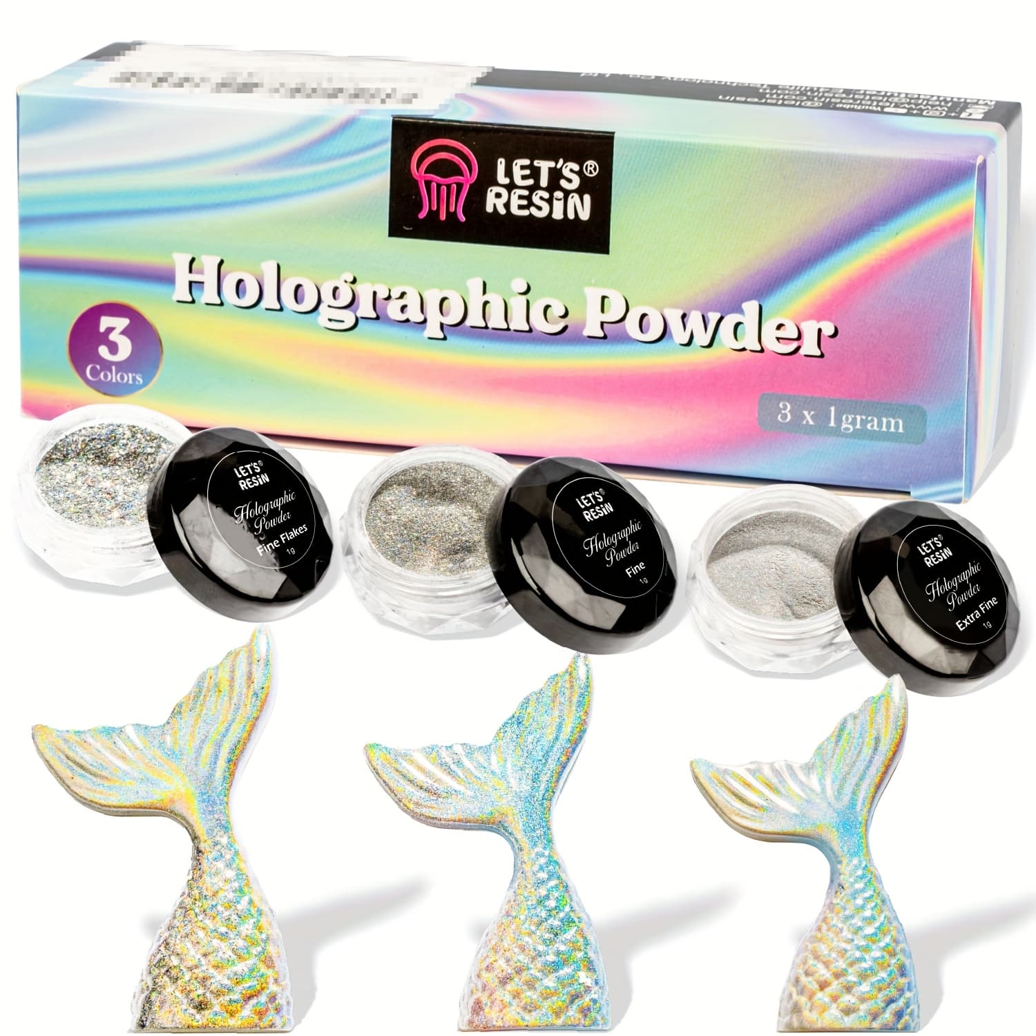 TEMU Resin Holographic Powder, Chrome Pearl Pigment Powder For Epoxy Resin, Rainbow Holographic Flake And Mirror Powder Glitter