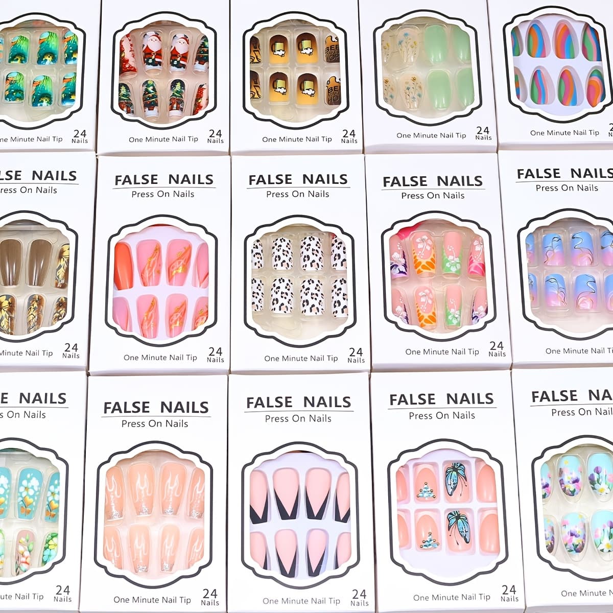 TEMU 96pcs(4boxes) Random Assorted Press On Nails Bulk Set