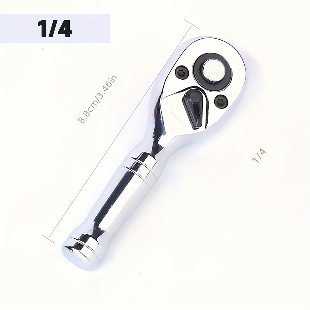 TEMU 72-tooth, Quick Ratchet Wrench Set, Socket Wrench- Compact Dual- Short Handle For Auto Repair, 3 Drive Sizes (1/4" 3/8" 1/2") W/socket Head Tool