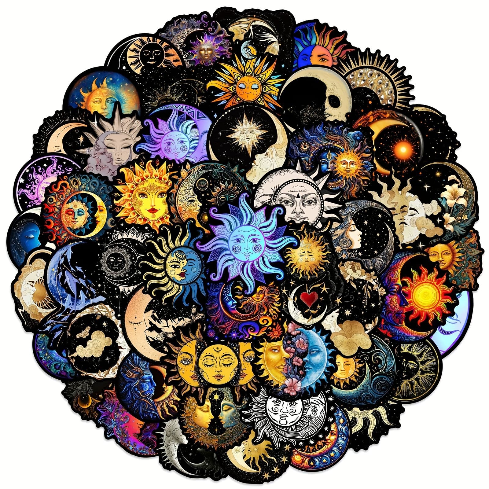TEMU A Set Of 50 Gothic-themed Stickers Featuring And Suns, Perfect For Computers, Smartphones, Books, And Musical Instruments
