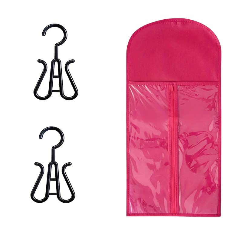 TEMU 3pcs Set, Wig Dust Bag Set, Including 1 60cm Long Storage Bag And 2 Large Hooks, Suitable For Wig Storage And Wig Dust Prevention, Portable Wig Protective Cover, Essential For