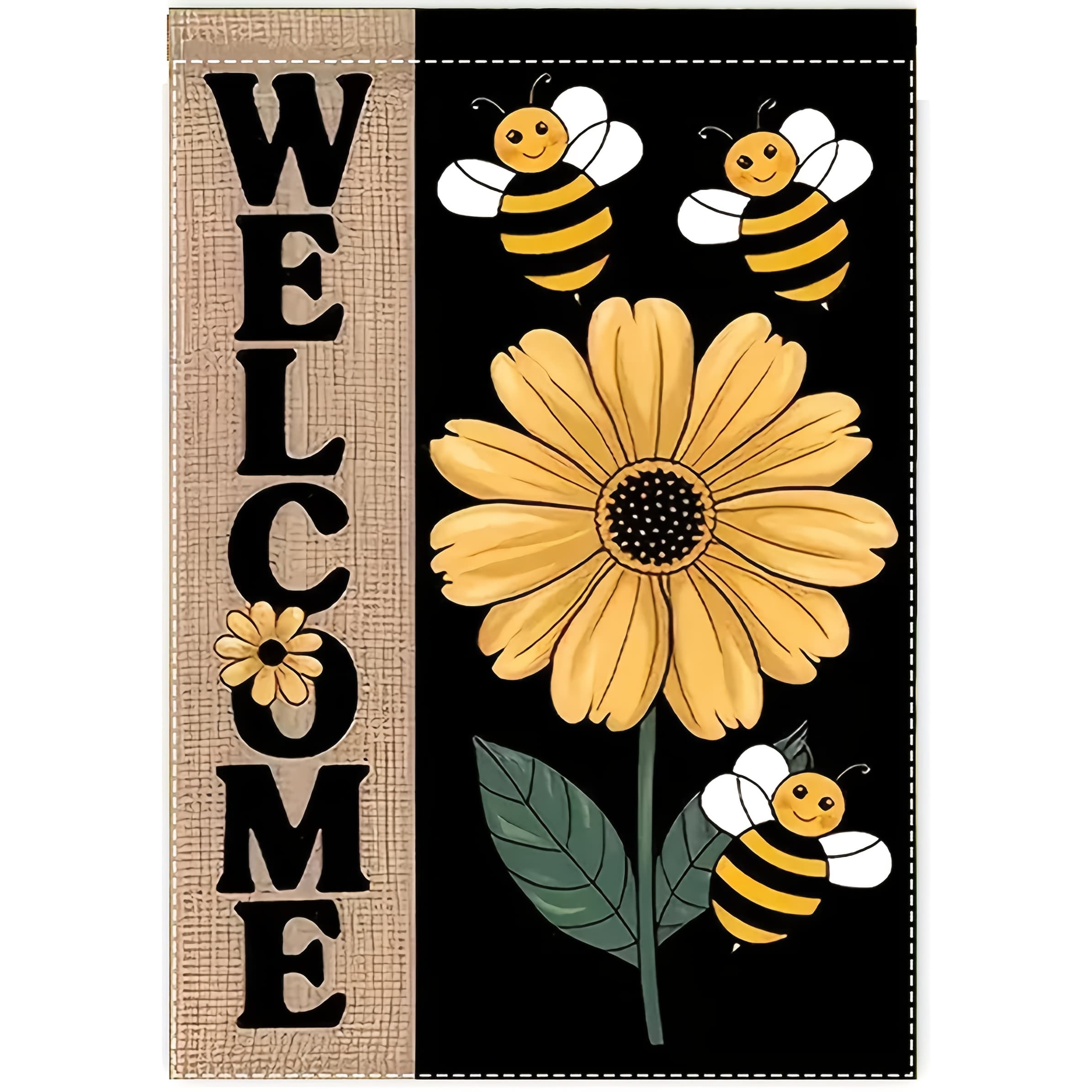 TEMU 1pc Welcome Chrysanthemum Garden Flag, Suitable For Outdoor Courtyard Garden Lawn Decoration, 12x18 Inches