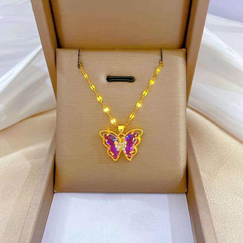 TEMU A Purple Necklace, Delicate Pendant Jewelry For Women's Birthday, Anniversary, Valentine's Day, Gifts