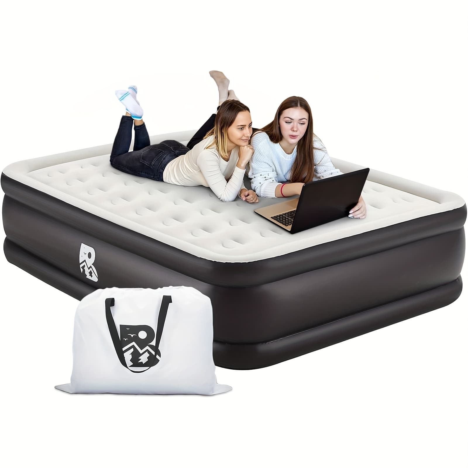 TEMU Double Full Size Air Mattress With Built-in Pump, 18" Raised , 48hr Leak-proof Test, Upgraded Honeycomb Pillar Design, Supports 600 Lbs, 2.5-min Inflation For Home Camping