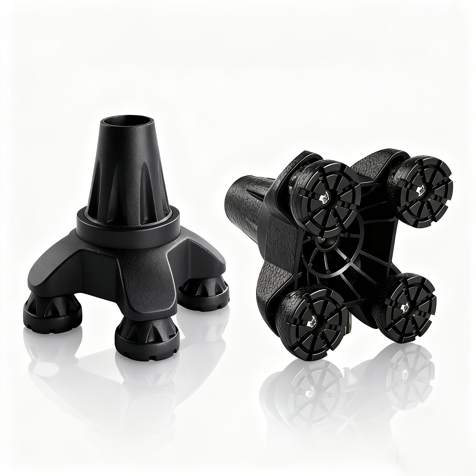 TEMU 2pack Upgraded Cane Tip Self Standing 4-prong Crutch Tip With Metal Reinforced Plate At Cane Joint, Tire-inspired Anti-slip Design, Fits 3/4 Inch Crutches Walking Canes Offset Canes