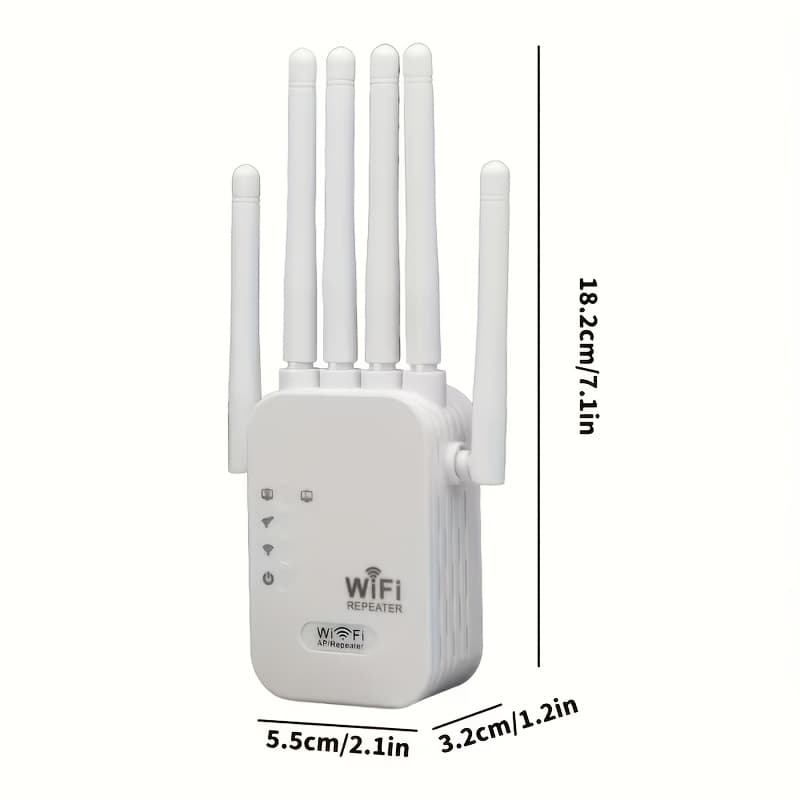 TEMU 1200mbps Wifi 6 And Mesh Network Extender - Dual-band 2.4ghz/5ghz, 6-antenna Wi-, Control And For Easy Setup, Coverage, Compatible With Smart Tvs, Gaming Consoles, Smartphones, Tablets