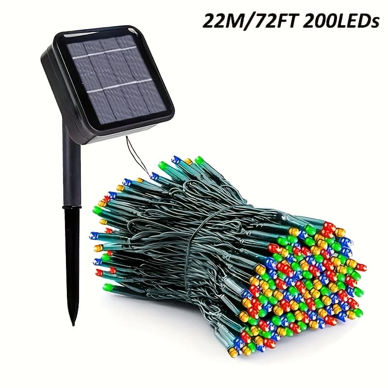 TEMU 200led 72ft Solar Powered String Lights With 8 For Xmas Patio Wedding Party Decor