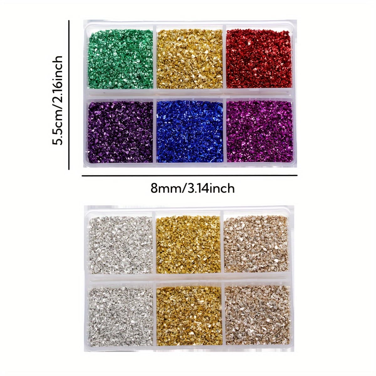 TEMU 2sets Sparkling Crushed Gems - Perfect For Resin Projects, Jewelry Creation & Nail Art, Multifunctional Decorations