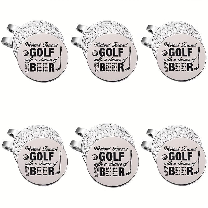 TEMU 6pcs Unique Golf Beer Design Magnetic Hat Clip - Durable, Funny, And Accessory With Removable Ball Marker For Men And Women Golfers - Perfect Gift For Golf Enthusiasts
