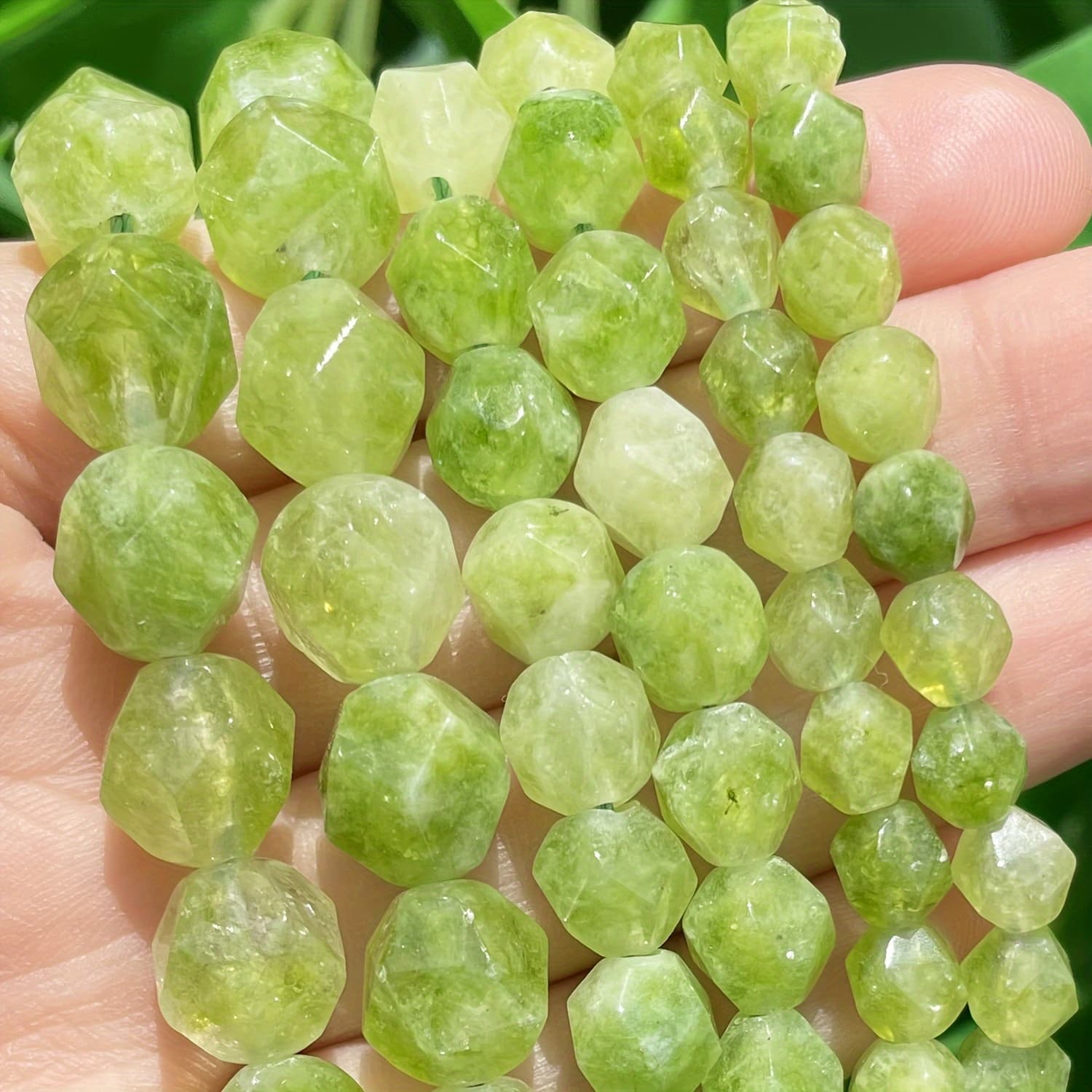TEMU 61/46/36pcs Natural Peridot Green Stone Beads Unique Spacer Beads 6/8/10mm For Jewelry Making Special Bracelet Exquisite Necklace Earrings Additions Handmade Craft Supplies