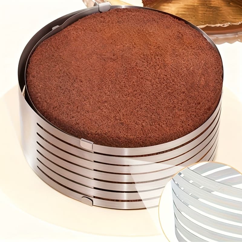 TEMU Adjustable 6-layer Stainless Steel Cake Slicer-perfect For Bread, Mousse And Diy Baking, , Suitable For 6-8 Inch Cake