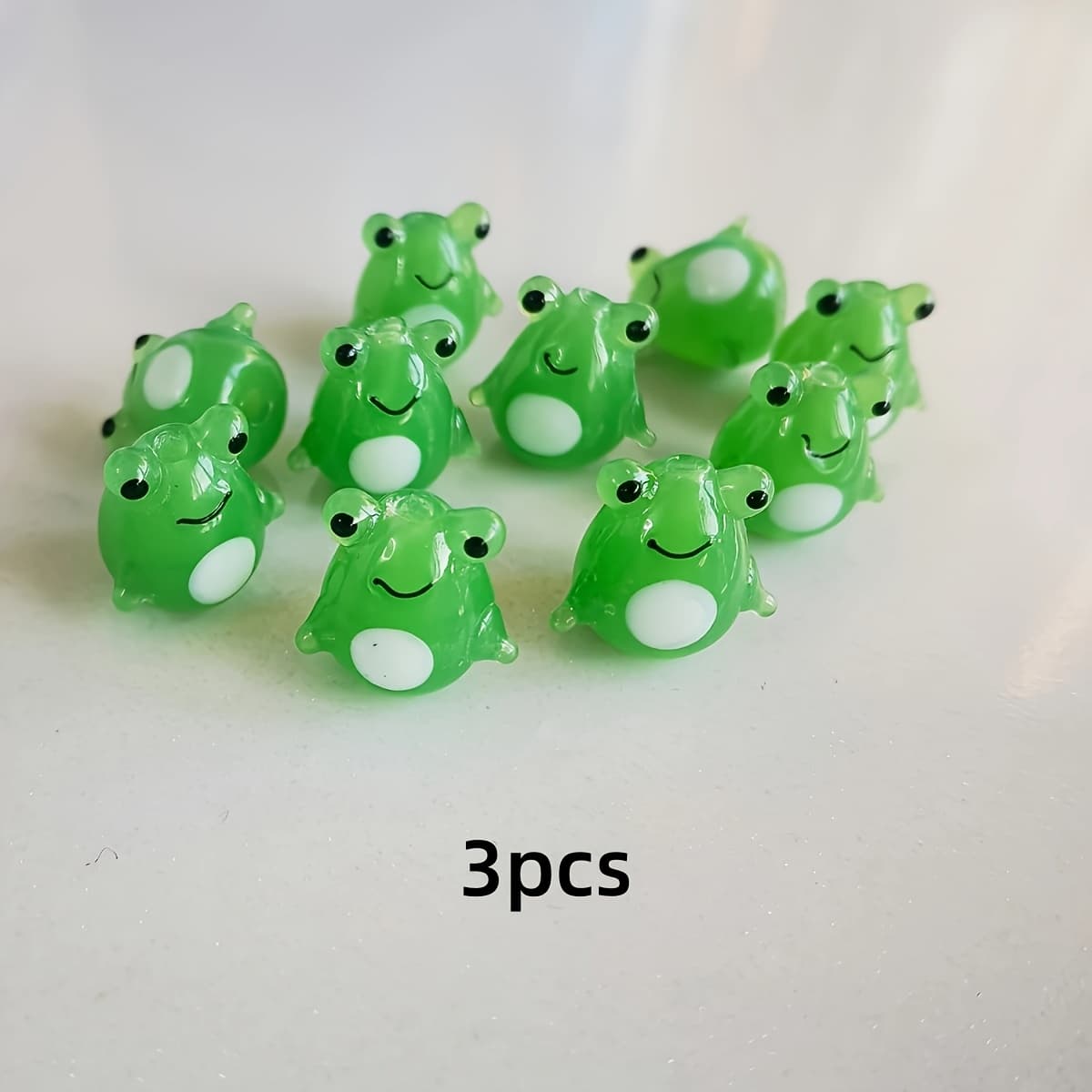 TEMU 3pcs Handmade 3d Frog-shaped Glass Beads, Suitable For Jewelry Making, Diy Bracelets, Necklaces, Earrings, And Keychains, Perfect Gift, Bead Assortment