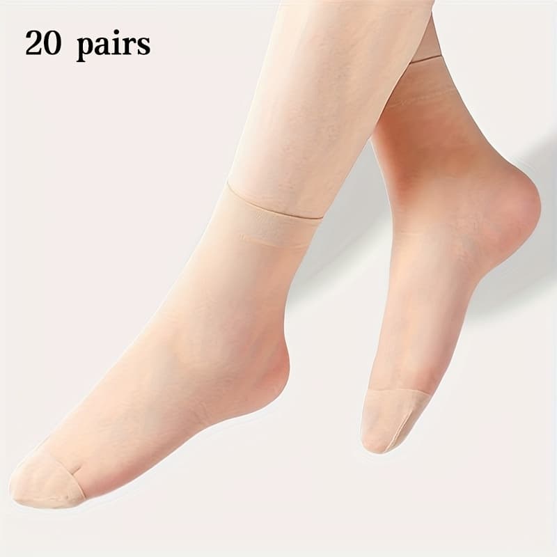 TEMU 20 Pairs Of Ultra-thin Stockings Short Tube Transparent Crystal Black Summer Breathable For Women Comfortable And Soft