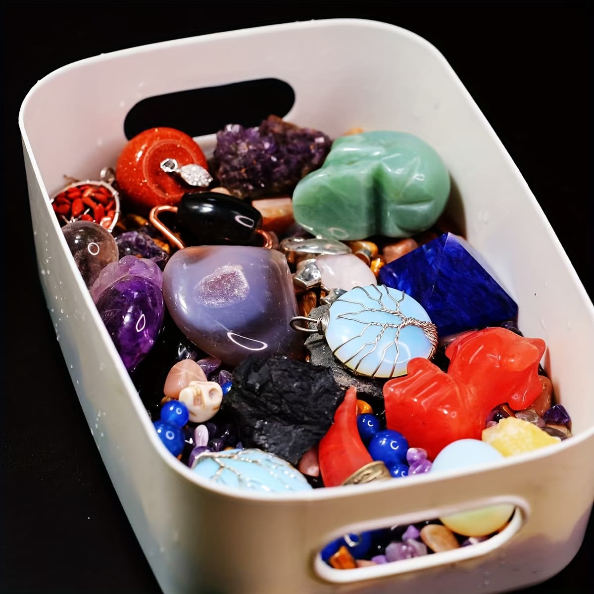 TEMU Natural Crystal, Amethyst, Clear Quartz, , Green Aventurine, Crushed Stone Decoration, Carving, Pendant, Halloween, Christmas Gift