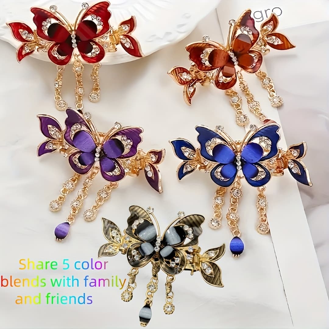 TEMU 5pcs Set Vintage Elegant Hairpin, Tassel Hair Accessories Wedding Headwear Bohemian Style Hair Ring Hair Holder Valentine's Day New Year Christmas Gift
