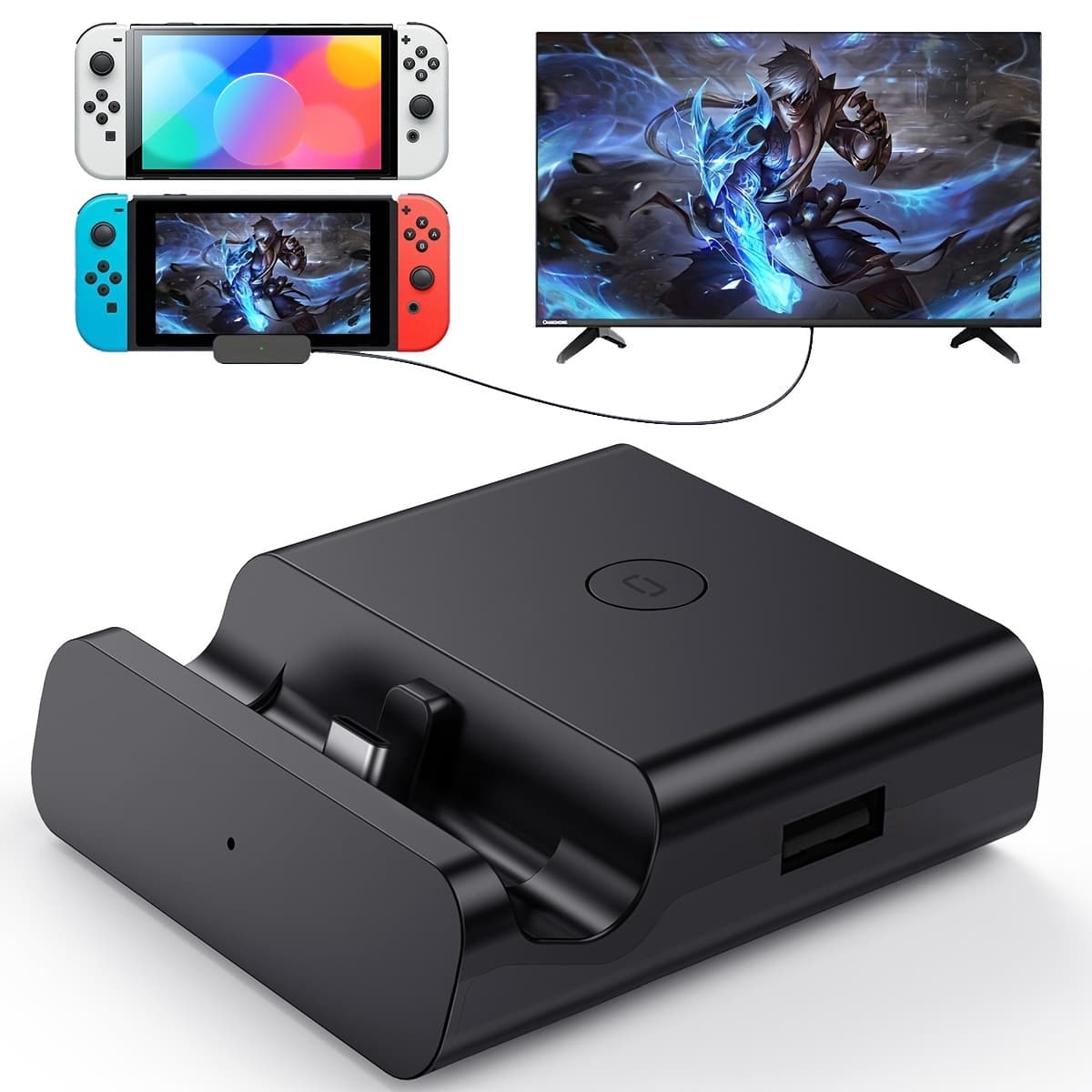 TEMU Docking Station For , Usb C To 4k Hdtv Multiport Adapter, Portable Pd Charger Dock For Switch And Oled, Ideal For Switch Additions