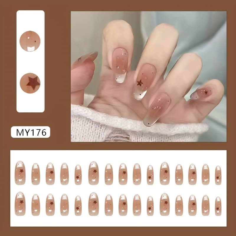 TEMU Aurora Small Polka Blush Cat Eye Versatile Girly Cute European And American Ins-style Detachable Press-on Nails