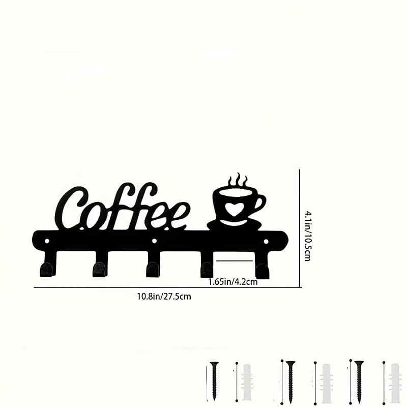 TEMU Wall-mounted Wrought Cup Holder - Heavy-duty Mug Rack With Installation, Space-saving Painted, Office, Cafe - Holds Mugs Hook, & To Install (no Tools/skills)