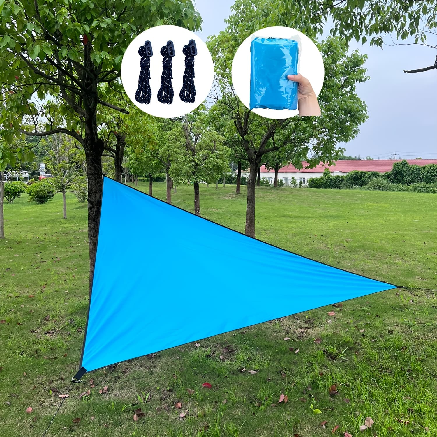 TEMU Extra Large Triangular Outdoor Sunshade - Uv Protection Light Blocking - Blue/dark Green/orange/grey - Large Balcony Sunshade - Sturdy Frame Compatible - For Commercial Residential Use