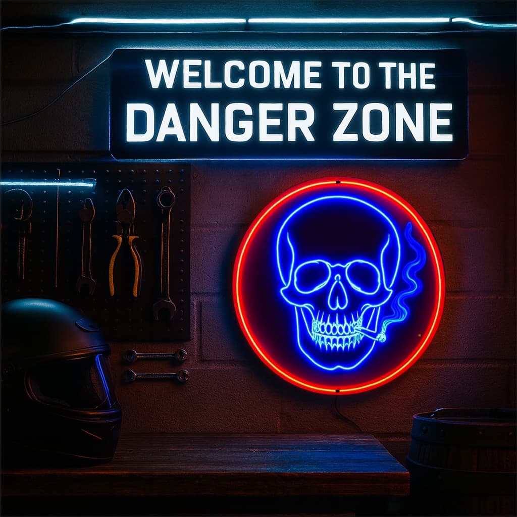 TEMU 2d Flat - 1pc Cool And Dark - Themed Neon Sign - Individualistic And Style - Circular - 2d Glowing - Ideal For Rock And Punk Enthusiasts/ For Decorating Bars And Trendy - Trendy And Item2
