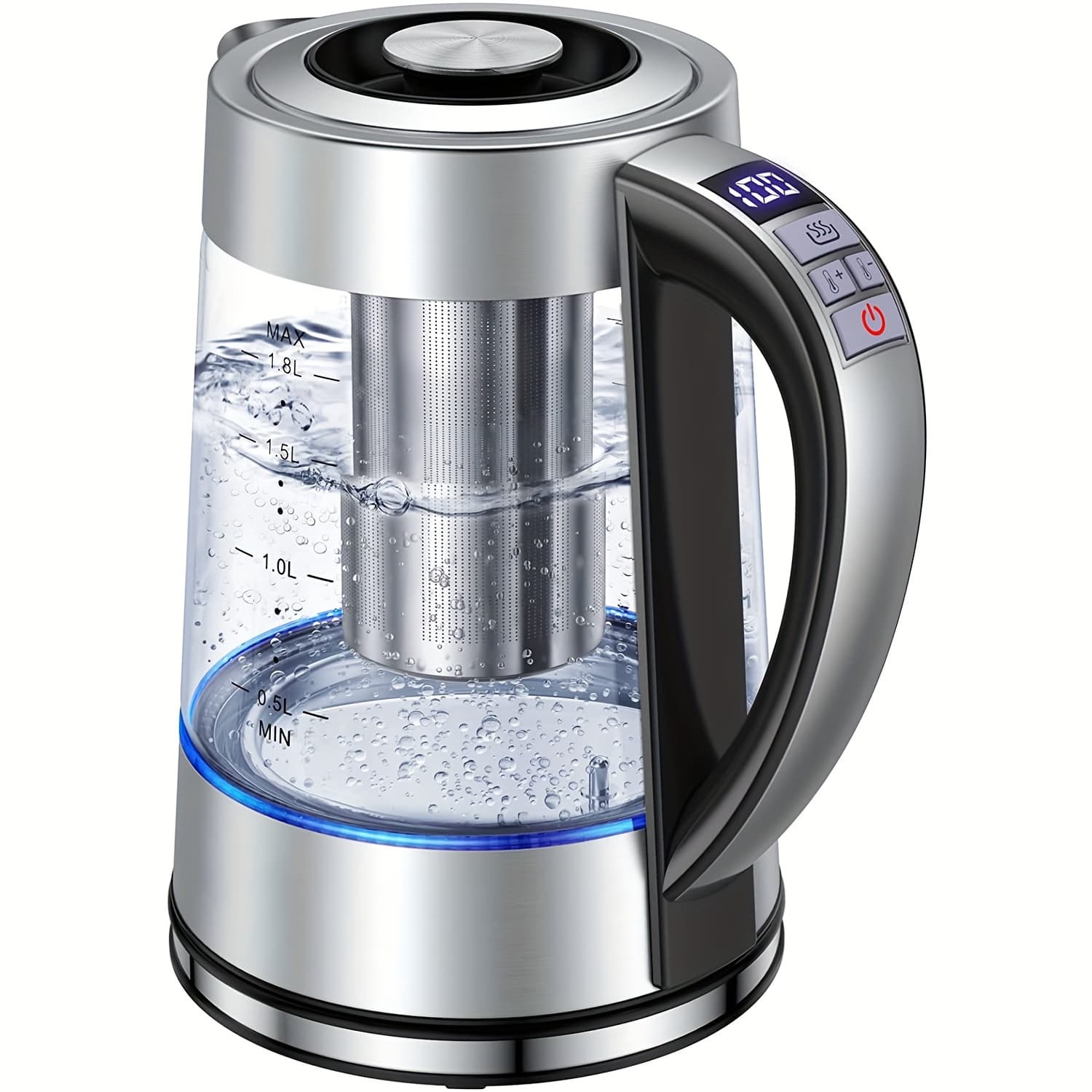 TEMU Electric Kettle, 1.8l Electric Glass Kettle With 12 Temperature Controls, 24-hour Keep-warm, Stainless Steel Filter And Inner Lid, Glass Kettle For Coffee, Tea, And Powdered Milk