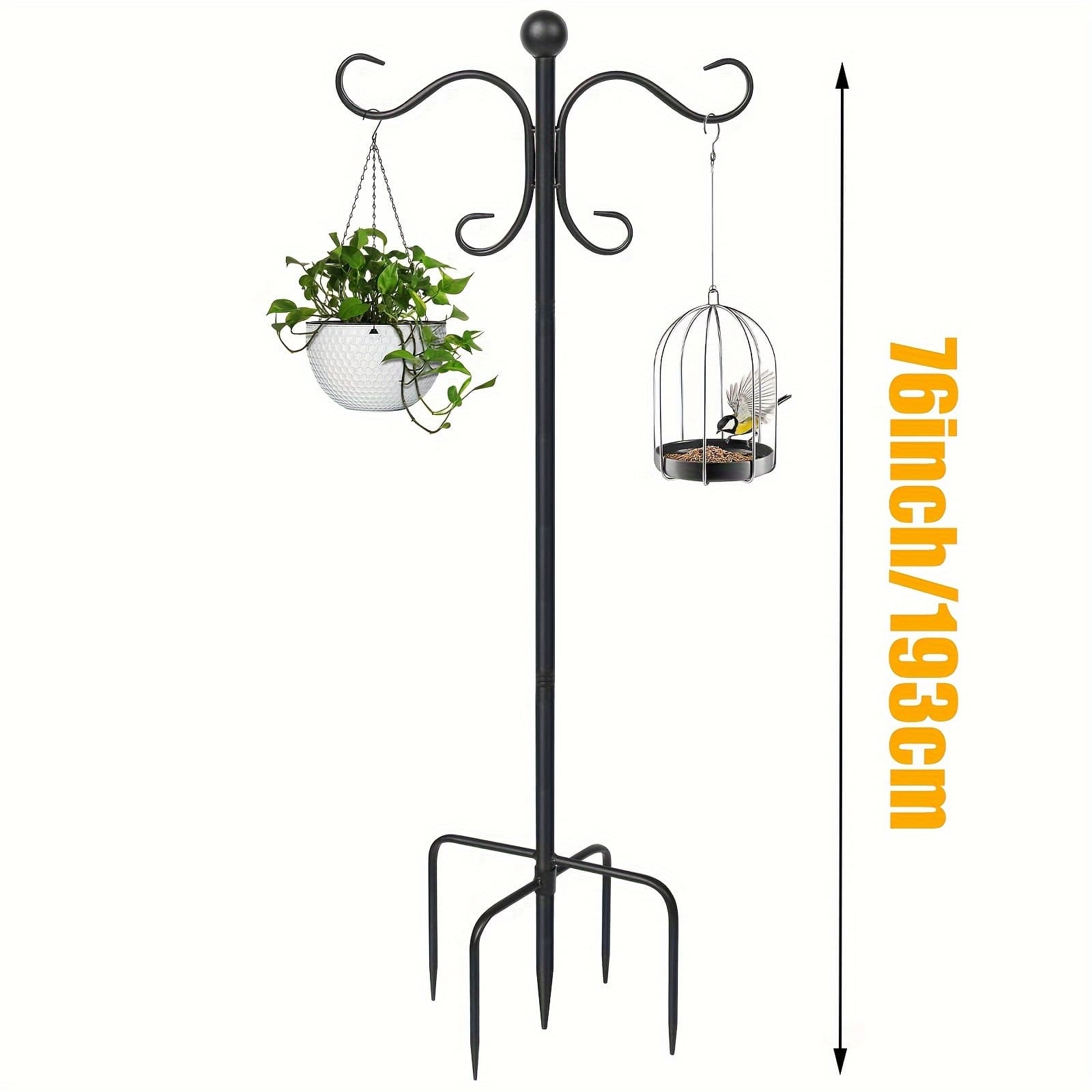 TEMU 76/92 Inch Adjustable Double Shepherds Hooks For Outdoor Heavy Duty, 2 Sided Garden Bird Feeder Pole For Hanging Plant Baskets, Solar Lights, Weddings Decor