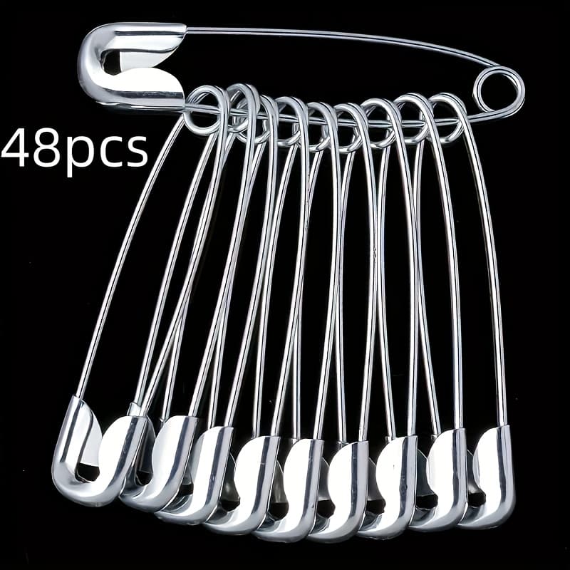 TEMU 48pcs/set Sturdy Nickel Steel Safety Pins For Clothing And Projects