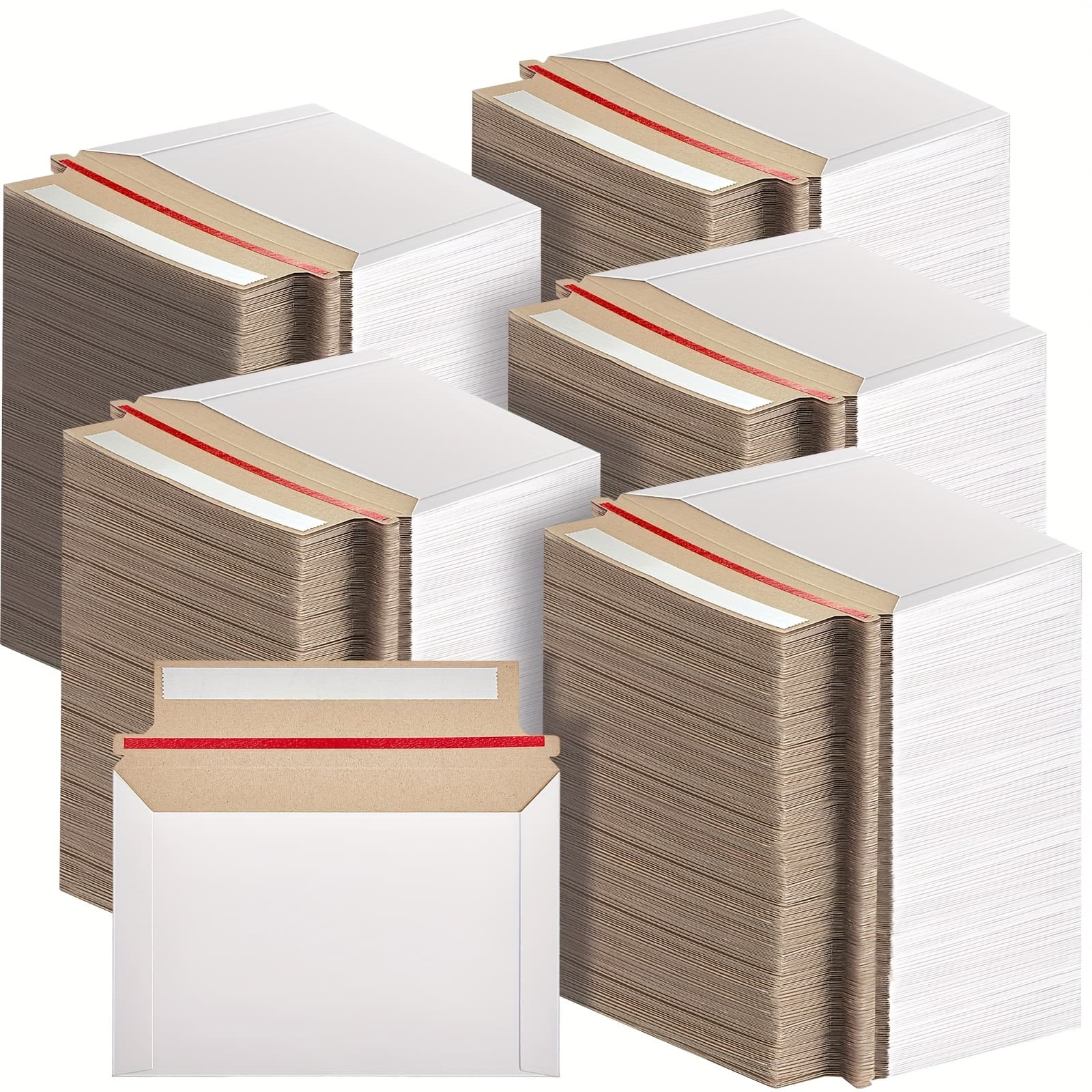 TEMU 500pcs 6.5 X 4.5 Inch Rigid Photo Mailers With Self-adhesive, White Cardboard Card Shipping Envelopes Bulk For Document