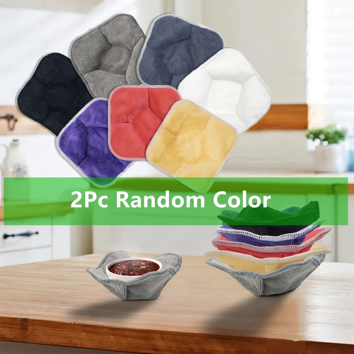 TEMU 2pcs Microwave Oven Safe Holder Bowl Throw Pillow, Random Color