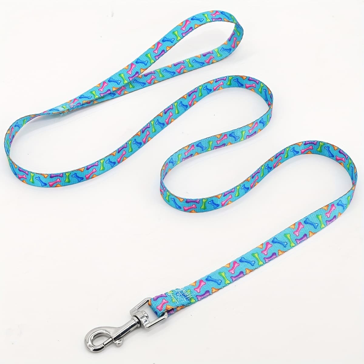TEMU Cartoon Print Braided Dog Leash - Polyester, Non-electric, Ideal For Outdoor