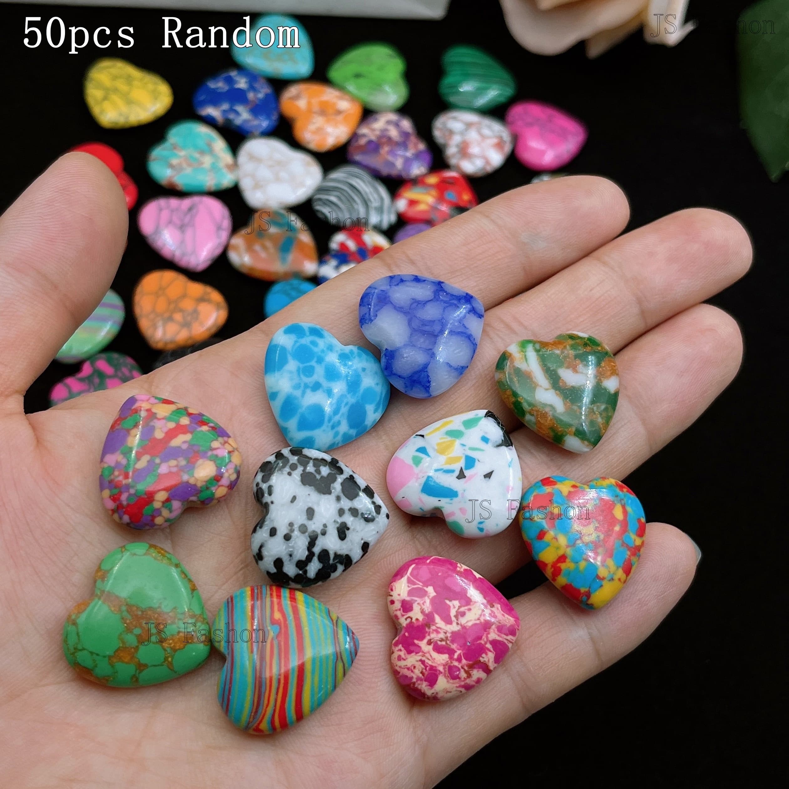 TEMU 50 Or 100pcs Assorted Varieties Turquoise Stone, Synthetic Heart Stones, 20mm Mini , Love Carved Thumb Palm Stones, , Garden Flower Pots Room Party Decoration Perfect Valentine's Day And Gift