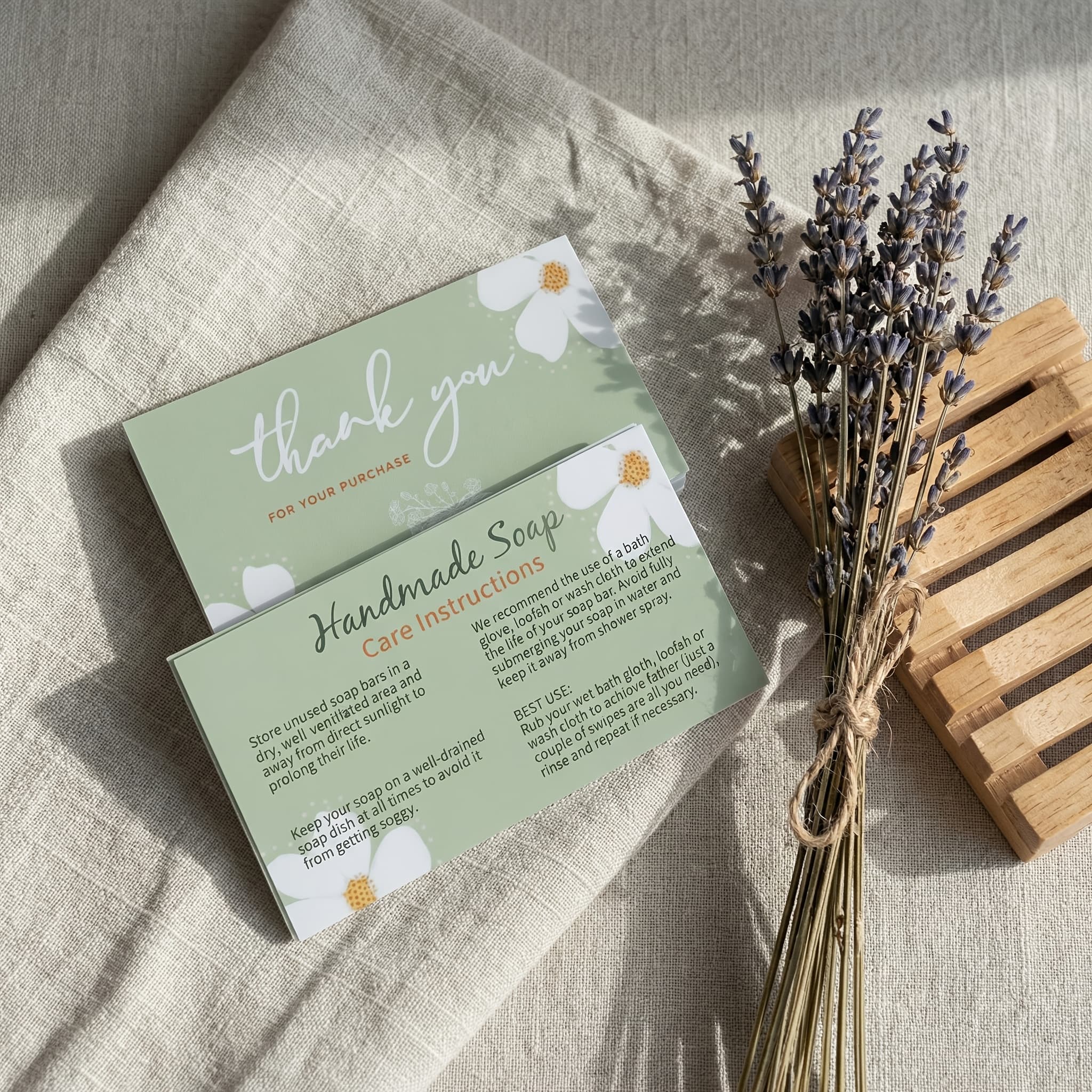 TEMU 50pcs Suitable For Home, Bath Safety Guides, Scented Thank You Notes & Soap Usage Instructions, Floral Gift Wrapping Supplies For Soap, Suitable For Gifts, Home, Outdoor, Festival Use