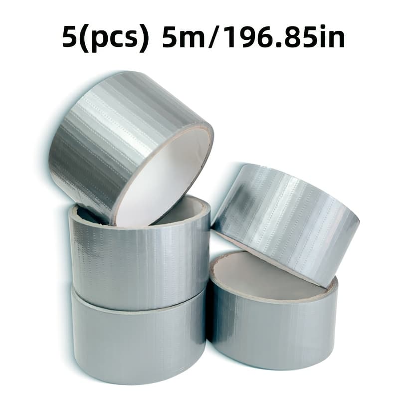 TEMU 5 Rolls Metallic Silver Duct Tape Bulk Pack - Heavy Duty, High Strength Adhesive For Emergency Repairs, Sealing, Patching Indoor/outdoor (5m, 10m, 20m Lengths)