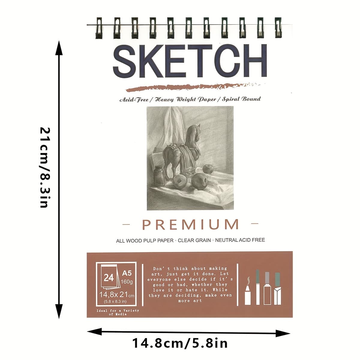 TEMU Large-sized Spiral-bound Watercolor Notebook - A5 Size, Featuring A High-quality Thick Cover And Thick Pages, Ideal For Painting And Watercolor, Suitable For Beginners Or Professionals