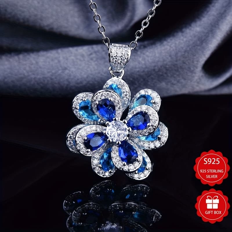 TEMU S925 Sterling Silvery Three-dimensional Camellia Pendant With 5a Zirconia, Light Luxury Minimalist Necklace, A Valentine's Day Gift For Girlfriend Or Wife, Suitable For Daily And
