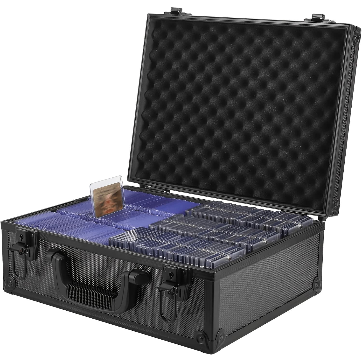 TEMU Lovfen Premium Aluminum Alloy Card Case - 6-compartment Storage Box For Psa/bgs/csg/ccg/pcs/tcg , Secure Locking Design, Ideal For Sports, Basketball & Anime Trading Cards, Large Capa