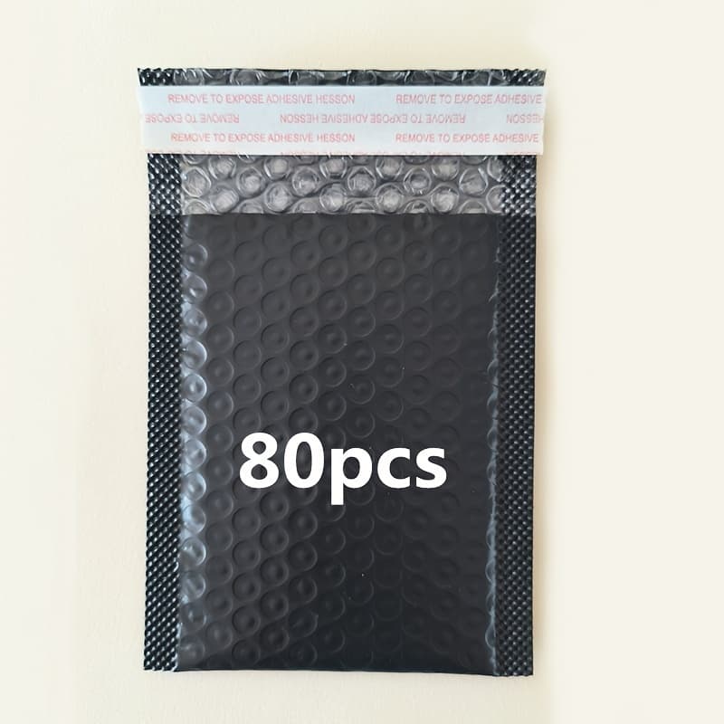 TEMU 80pcs Black Bubble Mailers 4.33x6.69/7.47in - Durable Pe Material, Waterproof & Shockproof, Ideal For Small Gifts & Jewelry Packaging
