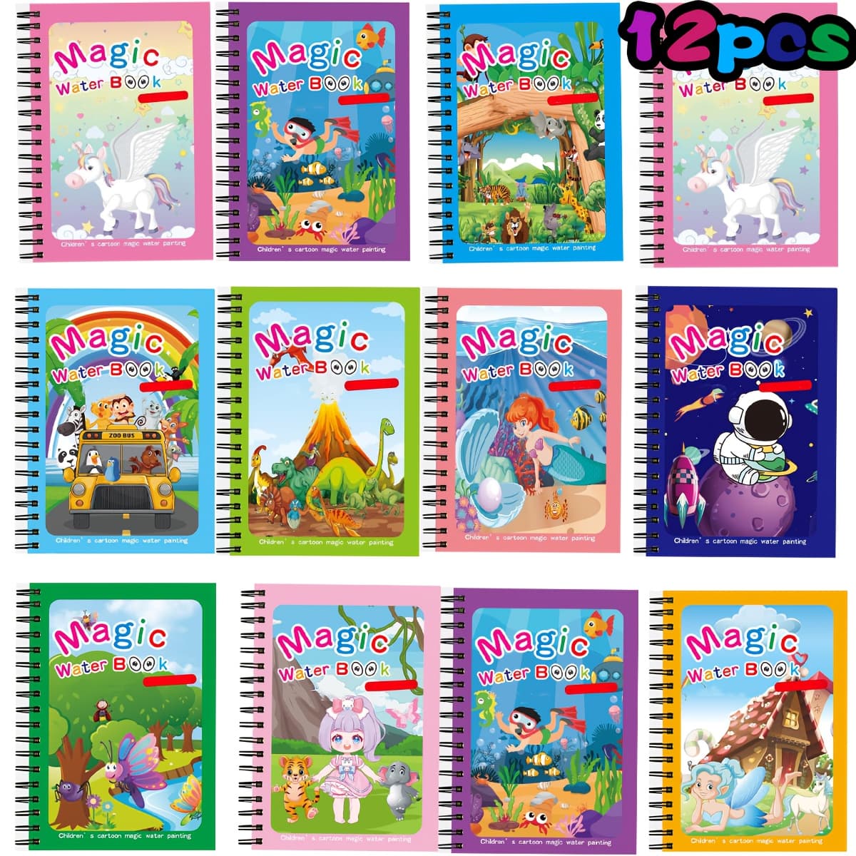 TEMU Set Of 12 Books, Water , Reusable Painting Books For Young Children, Educational Gift Kits, Perfect For Easter Baskets And Fidget Toys For Kids