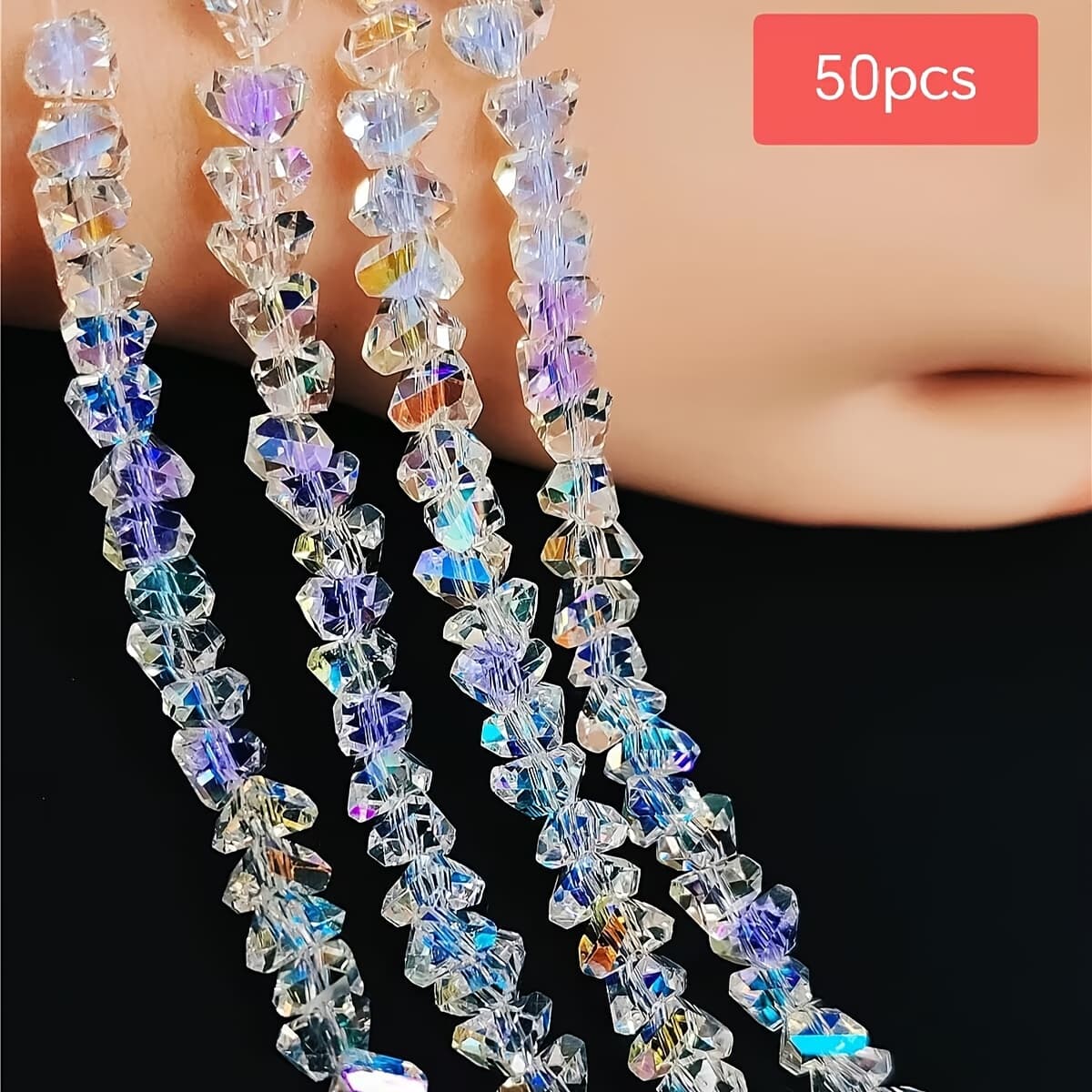 TEMU 8mm Glass Beads For Handmade , Bracelet And Necklace Accessories, Three-dimensional Beads