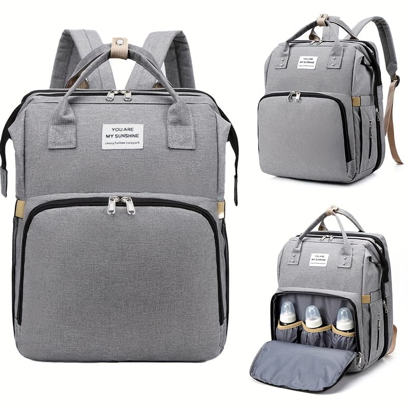 TEMU Multi-pocket Expandable Baby Bed Backpack, Insulated Bottle Compartment Large Capacity Mom Bag, Diaper Storage Backpack, Baby Gift