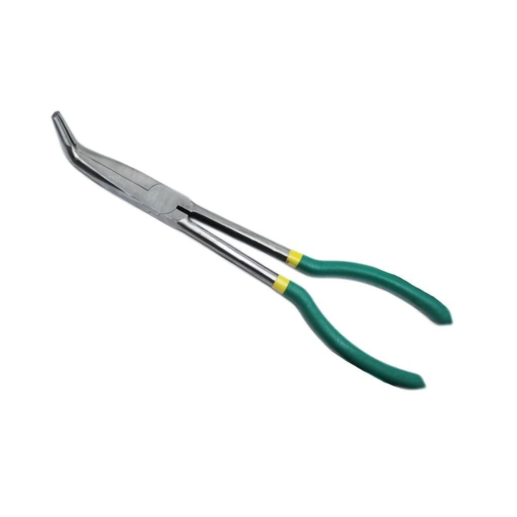 TEMU 1pc Orange-green Long-handled Elbow Nose Pliers, 45-degree Fishing O-ring Pliers, Long Nose Pliers, Angle Pliers