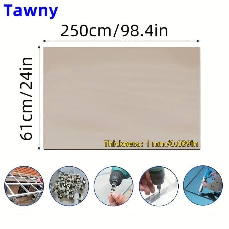 TEMU Tea-colored Poly Roofing Sheets | 24 Inch X 98.4 Inch, Uv Resistant, Leak-proof, And Trim, Ideal For , Sheds, Patios, Porch Covers, Outdoor Canopies, Garden Awning