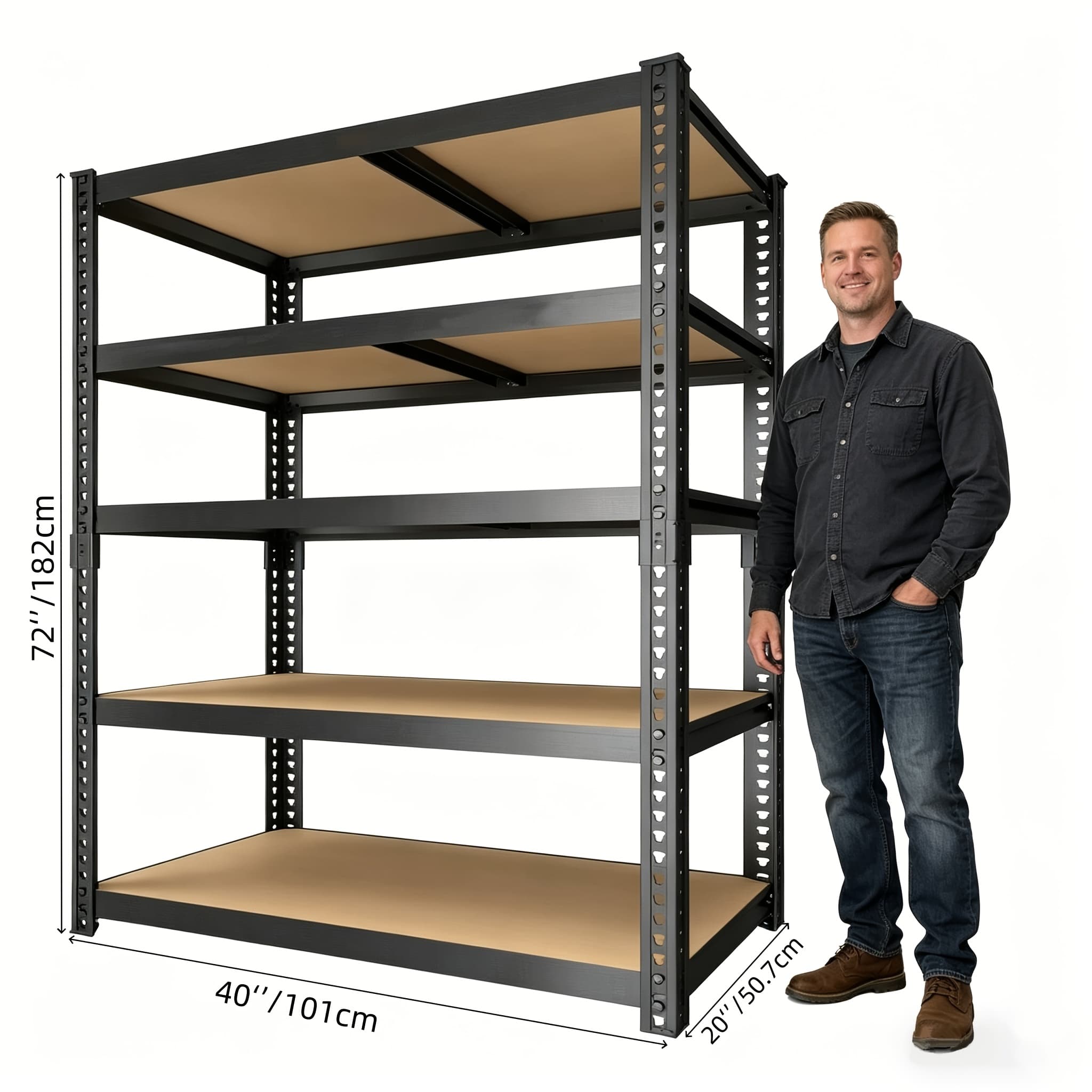 TEMU Heavy Duty Storage Shelves - 5-tier 60" Wide Metal Shelf, 3000 Lb Capacity (600 Lb/shelf), Adjustable Height Garage Shelving Heavy Duty For Garage, Warehouse, Basement, Storage Racks