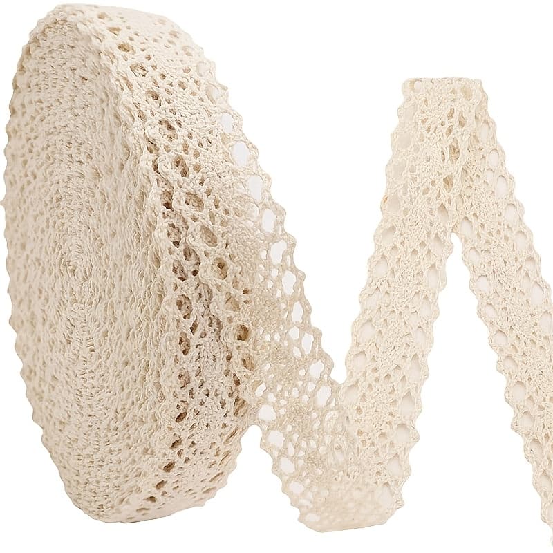 TEMU 1 Roll 5.5 Yards, Hollow Lace Edge, Clothing Additions With , Decorative Ribbons, Suitable For Flower Boxes, Cakes, Hair Additions, Fabrics, Underwear Sewing Additions