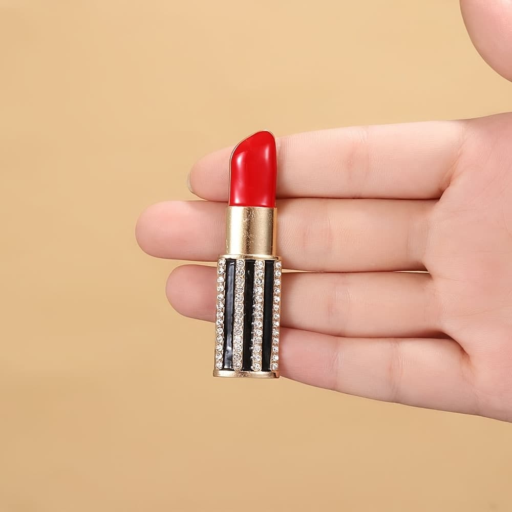 TEMU 1pc Lipstick-shaped Brooches: Sparkling & Enamel Design, Chic Embellishments For Jackets, Bags, Scarves & – Ideal As Fashion- Gifts For Birthdays, Parties, Or Stylish Surprises