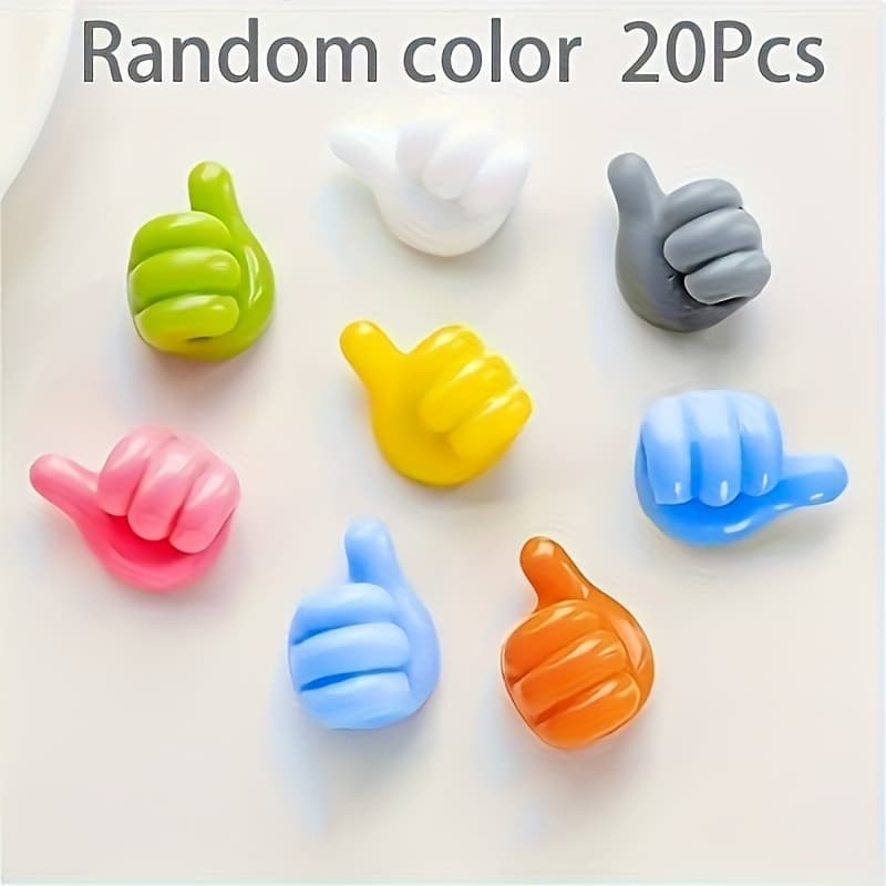 TEMU 20pcs Colored Thumb Wall Hook - Multifunctional Adhesive Cable Clip For Charging Cables, Headphones, And Keys - Desk Organ In Pink, Green, Yellow, Blue, Purple, Practical Hook Random Color