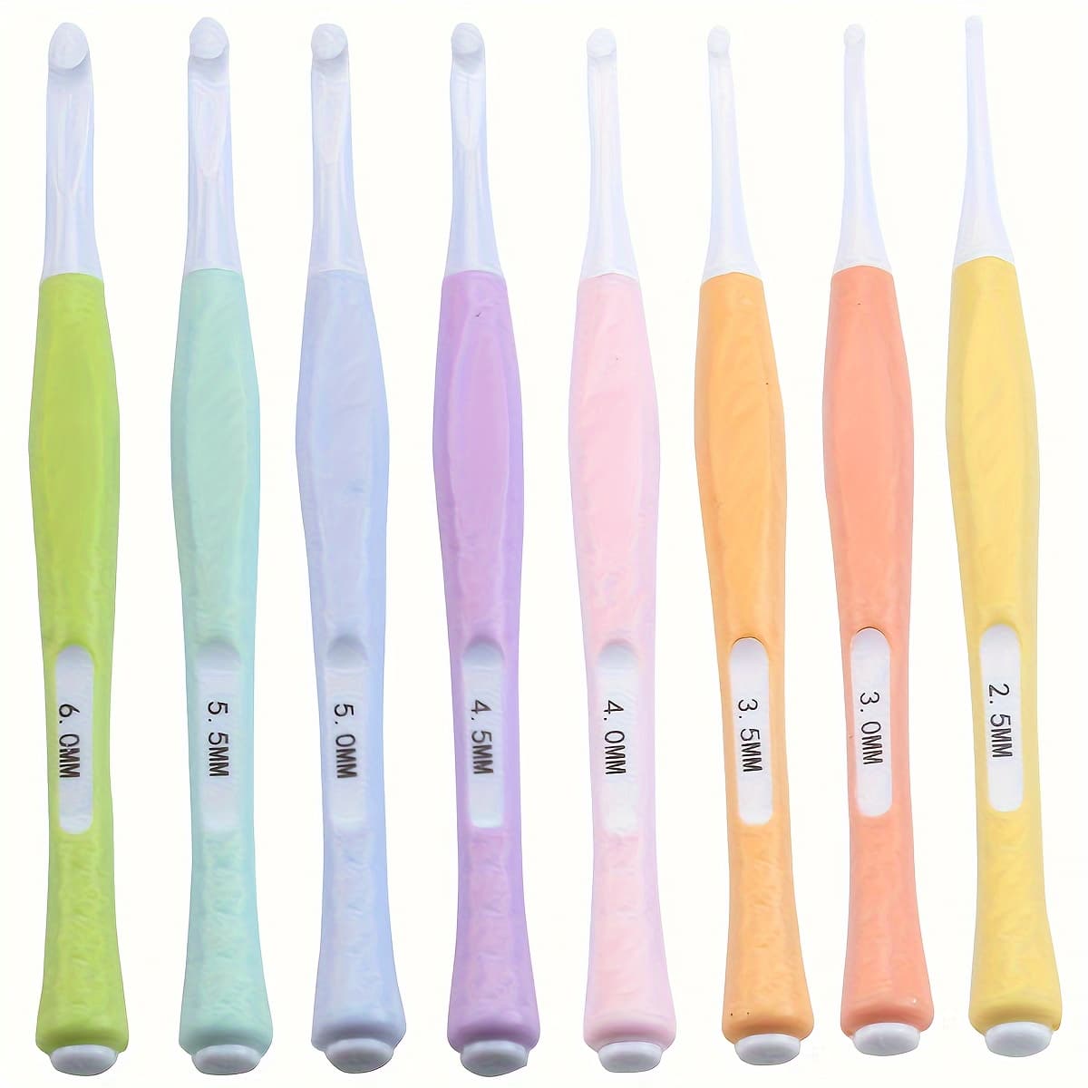 TEMU 8pcs Candy-colored Silicone Grip Crochet Hook Set, Ergonomic Abs Needles For Knitting And Crafting