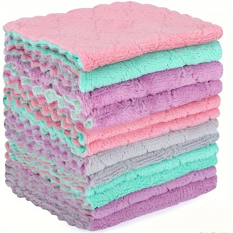 TEMU 24pcs Of Microfiber Dish Cloths, Versatile Kitchen Towels For Tableware, Double-sided Cleaning Rags, Scouring Pads, Cleaning Tools, Kitchen Accessories.